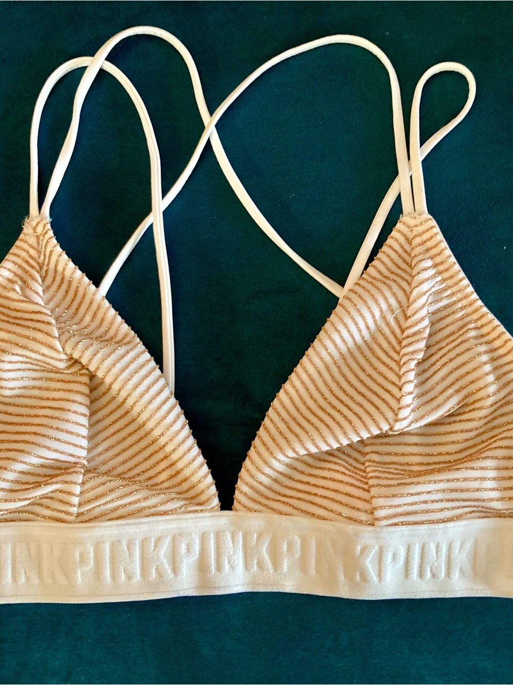PINK Bralette with Shimmery Gold Stripes